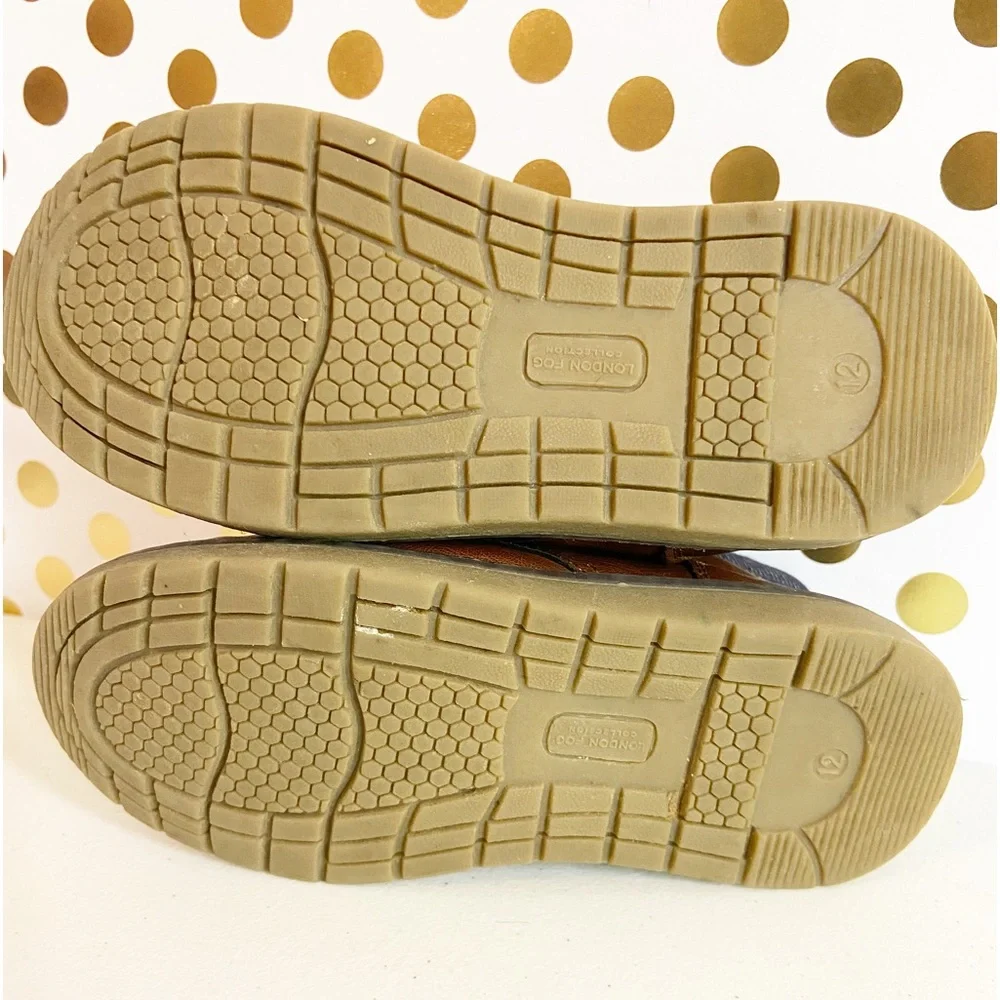 London Fog Collection Brown Leather Denim Boots Toddler Boys Size 12M - Picture 6 of 9